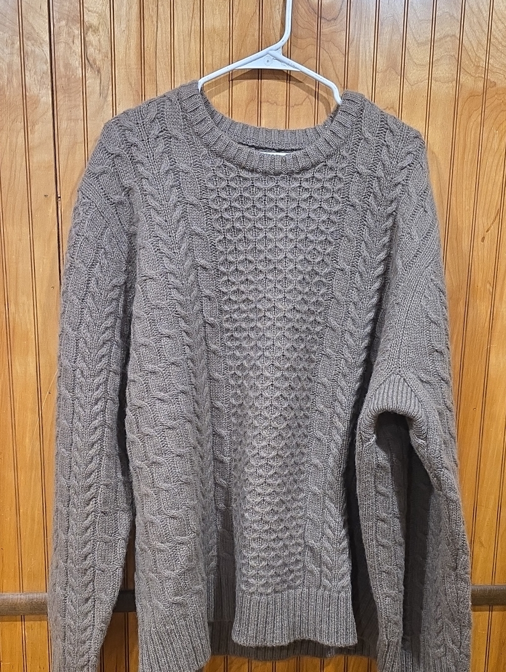 Duluth Trading Co Men's Chunky Cable Knit 100% Shetland Wool Sweater Size 2XL